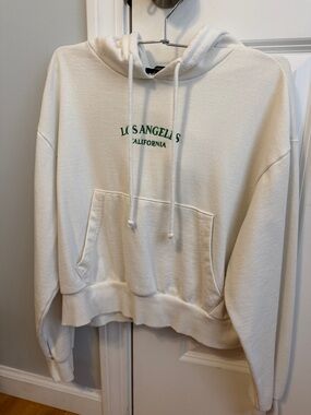 Forever 21 Cream Los Angeles California Hoodie with Green Embroidery